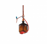Buret tự động nâu + chai thủy tinh 2L + quả bóp Dinlab class AS 50 ml (0,1)